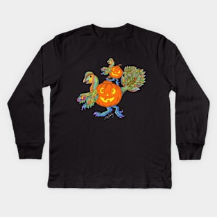 Halloween Oviraptor pumpkin with Jr. Kids Long Sleeve T-Shirt